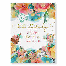 Loving Animals Flower Bloom Baby Girl Shower