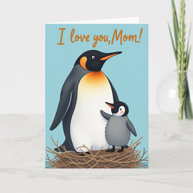 Loving Antarctic Bird Mothers Day Card (Front)