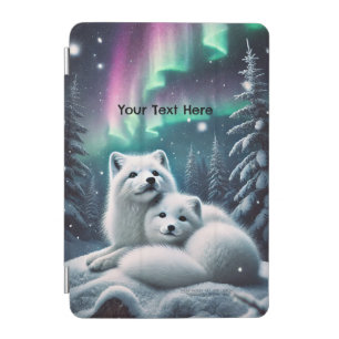 Loving Arctic Foxes Northern Lights Snowy Forest iPad Mini Cover