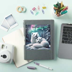Loving Arctic Foxes Northern Lights Snowy Forest Sticker