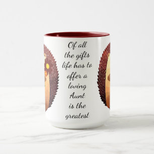 Loving Aunt Inspirational Quote Hedgehog Mug