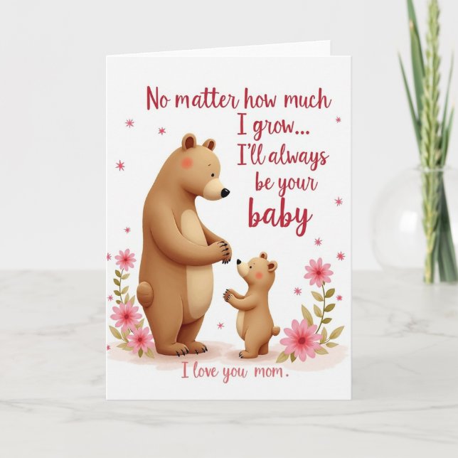 Loving Bear Mother Floral Day Card (Front)