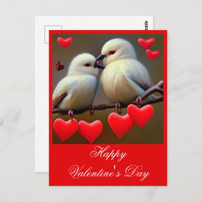 Loving birds valentine postcard (Front/Back)