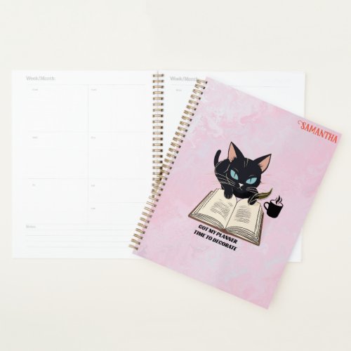 Loving Black Cat Illustration Girls Daily Planner