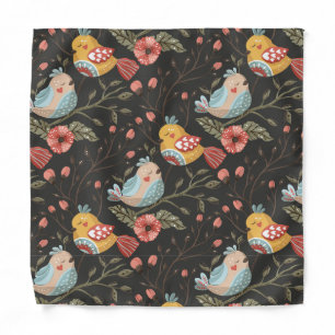 Loving Boho Birds Floral Pattern Bandana
