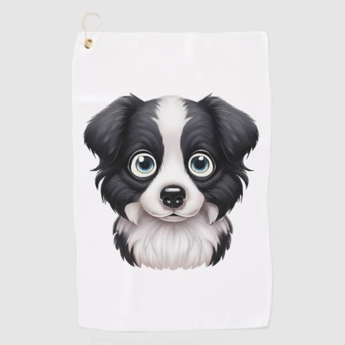 Loving Border Collie Gaze Design Golf Towel