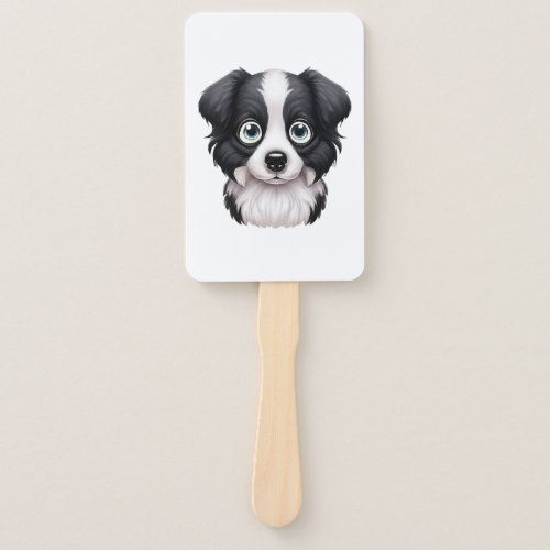 Loving Border Collie Gaze Design Hand Fan