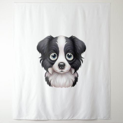 Loving Border Collie Gaze Design Tapestry