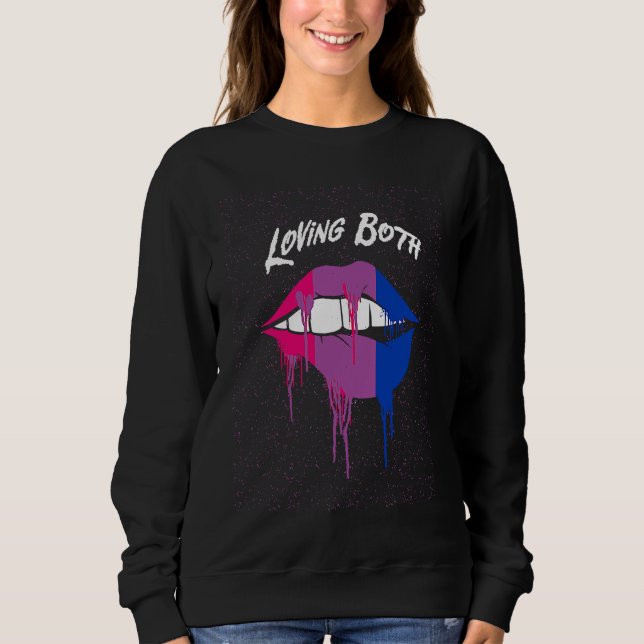 Loving Both Bisexual LGBTQ Bi Pride Gender Equalit Sweatshirt (Front)