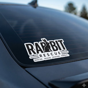 Loving Classic Charcoal Rabbit Rescue Art Sticker