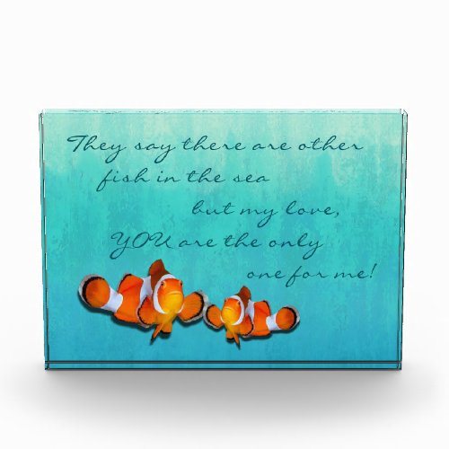 Loving Clown Fish in the Sea Photo Block