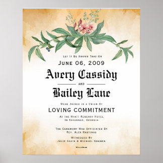 Loving Commitment ♥ Wedding Certificate Poster