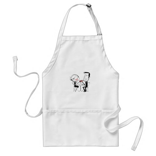 LOVING COUPLE DRINKING WINE ADULT APRON