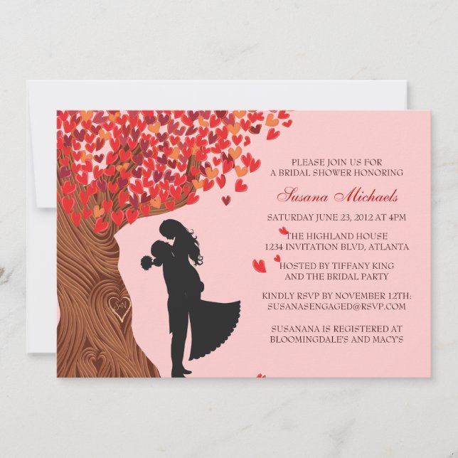 Loving Couple Initials Oak Tree Fall Bridal Shower Invitation (Front)