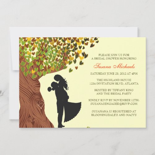 Loving Couple Initials Oak Tree Fall Bridal Shower Invitation