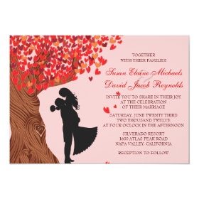 Loving Couple Initials Oak Tree Fall Wedding Card