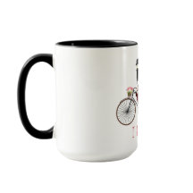 Loving couple on a tandem bicycle mug Vintage
