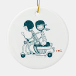 Loving Couple On Vespa With Custom Names Ornament at Zazzle