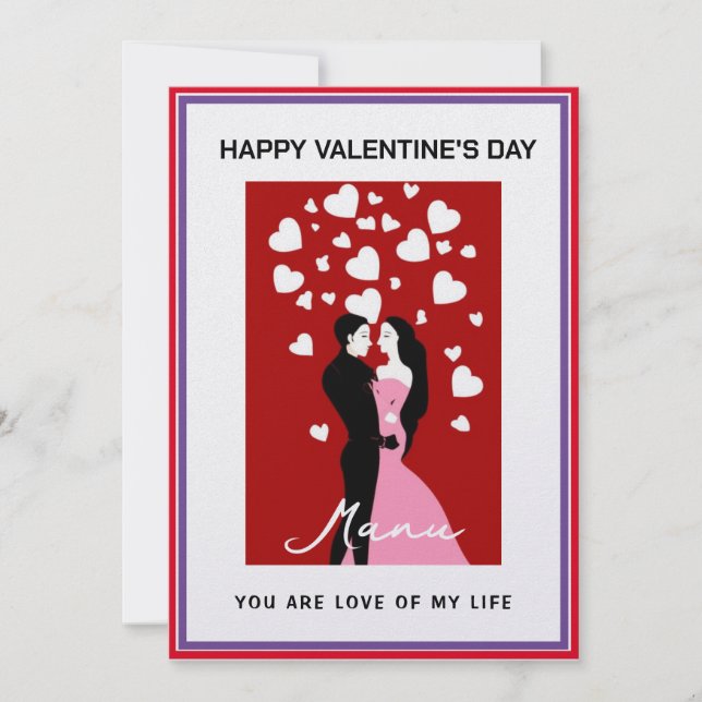 loving Couple Personalized Anniversary Valentine's Holiday Card (Front)