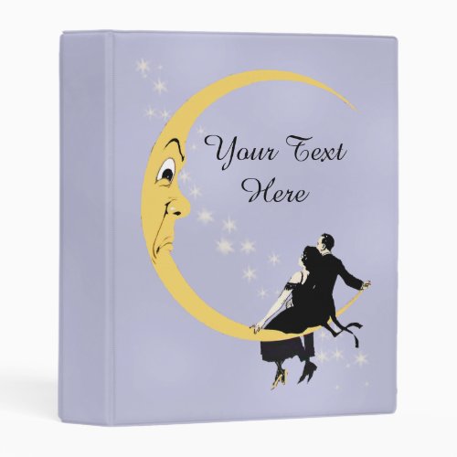 Loving Couple Sitting on Crescent Moon Angry Face Mini Binder