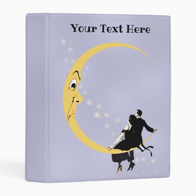 Loving couple Sitting on Crescent Moon Angry Face Mini Binder (Front/Spine)