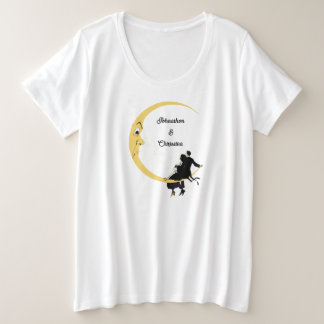 Loving Couple Sitting on Crescent Moon With Face Plus Size T-Shirt