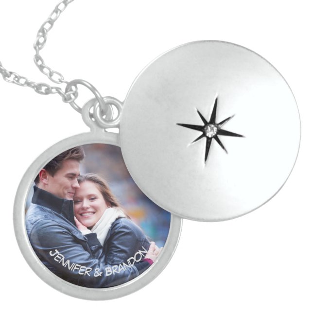 Loving Couples Personalized Photo Locket Necklace (Front)