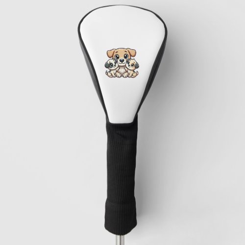 Loving Dog Parent With Two Cute Kids Golf Head Cover