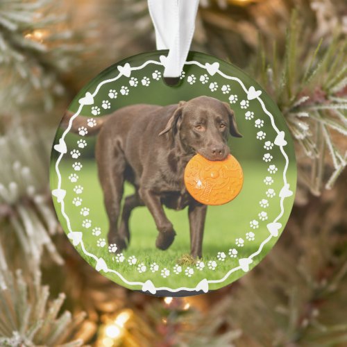 Loving Dog Paw Prints Frame Custom Pet Photo Ornament