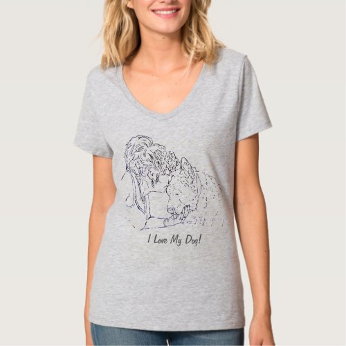 loving dog picture of I love my dog  T_Shirt
