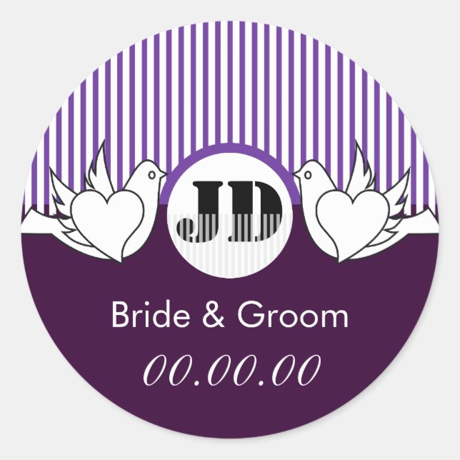 Loving Doves Wedding Stickers (Front)