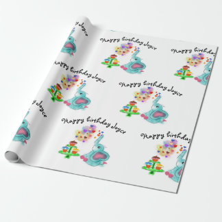 Loving elephant birthday wrapping paper