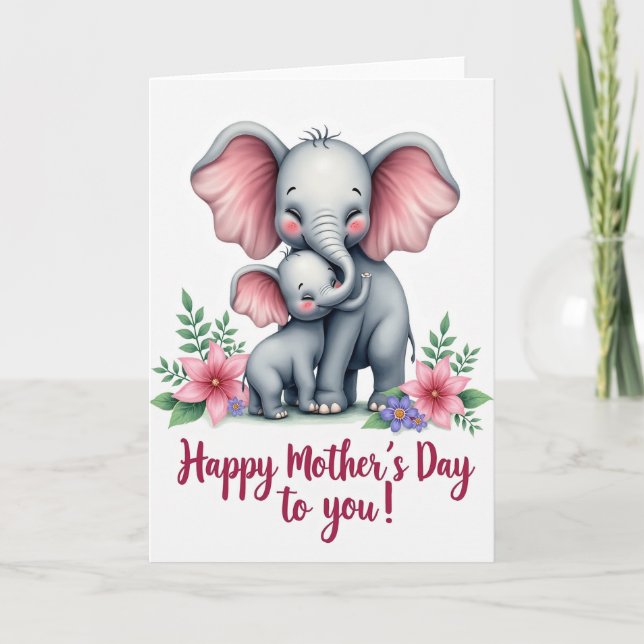 Loving Elephant Family Card (Front)