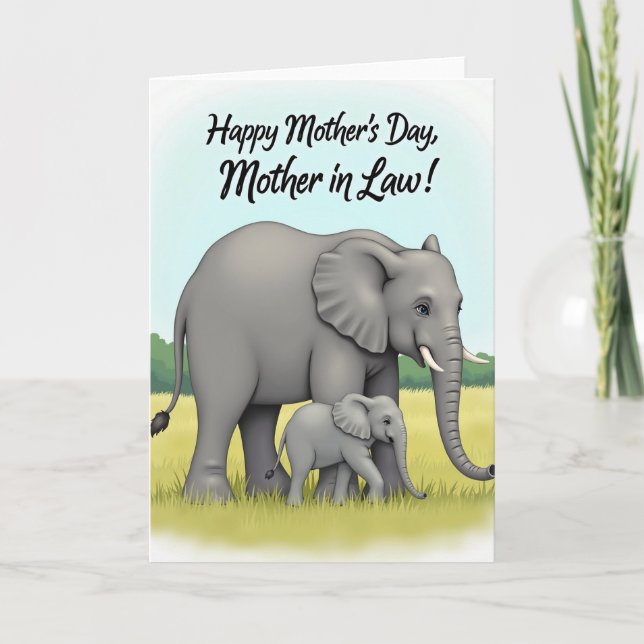 Loving Elephant Family Day Card (Front)