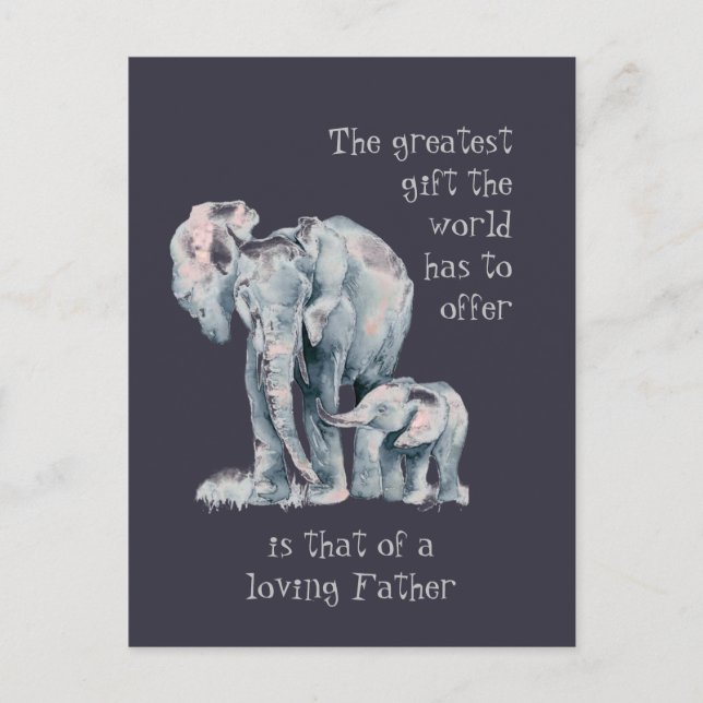 Loving Elephant Father & Baby Animal Quote Postcard (Front)