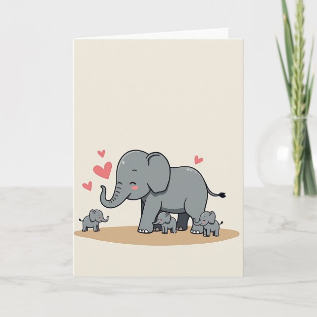 Loving Elephant Mothers Day Card (Front)