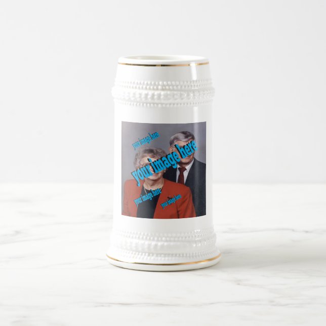 Loving Family Photo 🍻 Cool Template Beer Stein (Center)