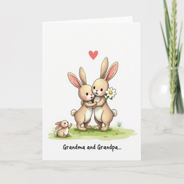 Loving Family Rabbits Art Card (Front)