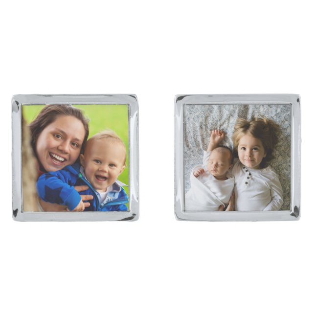 Loving Family time upload your own photo frame Cufflinks (Front)