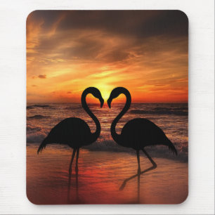 Loving Flamingo Sunset view romantic Triptych Acry Mouse Pad