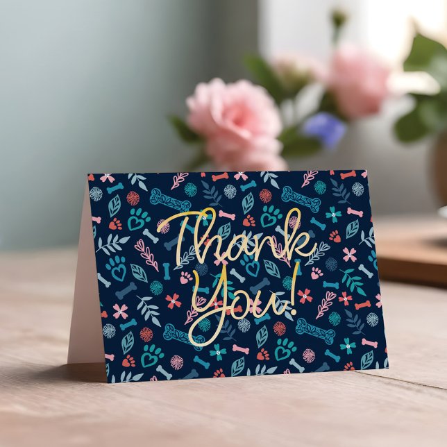 Loving Floral & Foliage Pet Paw Print Thank You Card (Loving Floral & Foliage Pet Paw Print Thank You Card)