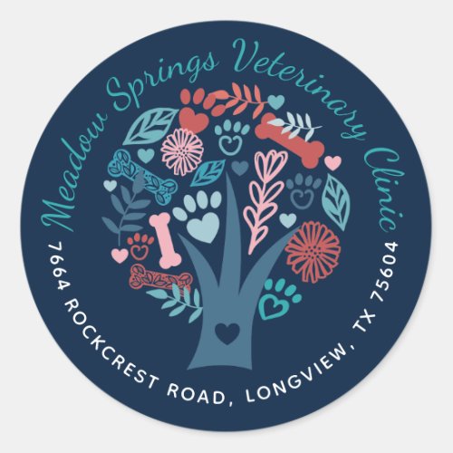 Loving Floral  Foliage Pet Paw Tree Company Classic Round Sticker