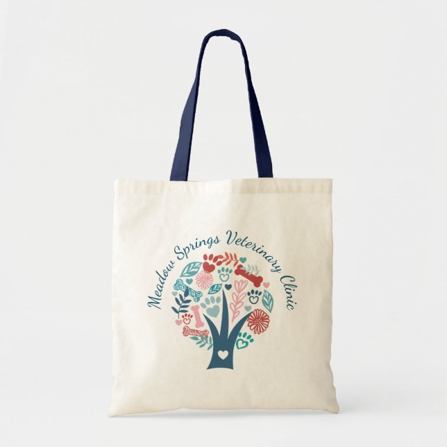 Loving Floral & Foliage Pet Paw Tree Tote Bag (Front)