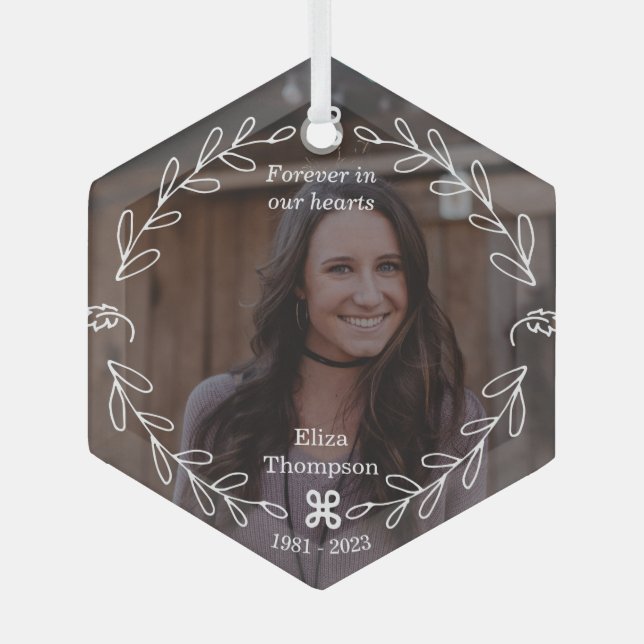 Loving Florals Memorial Glass Ornament (Front)