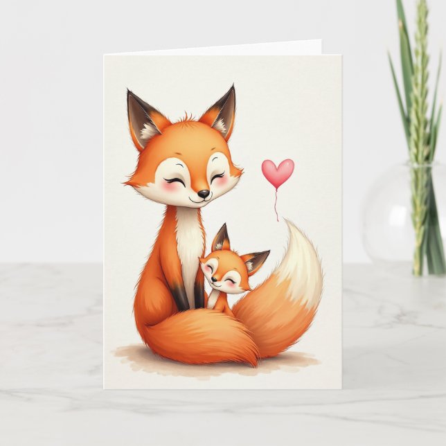 Loving Fox Family Day Card (Front)