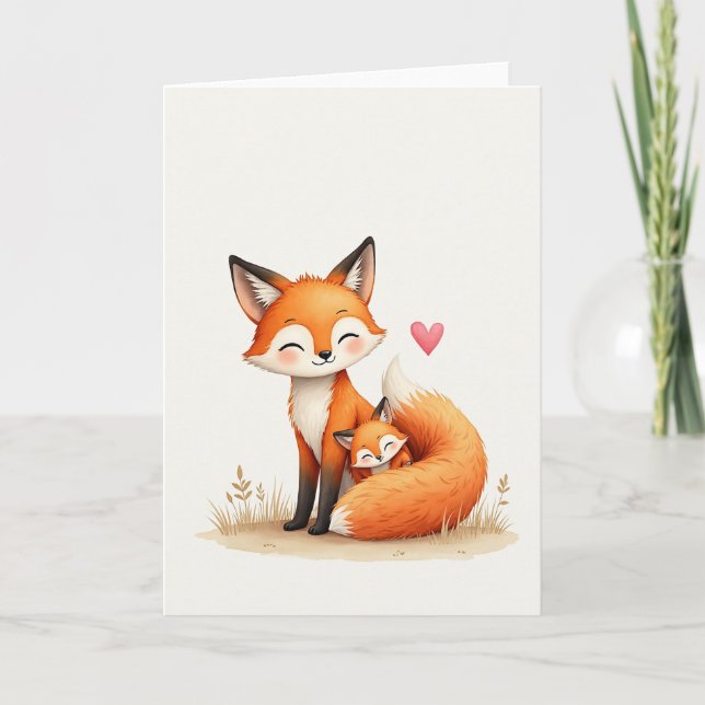 Loving Fox Family Mothers Day Card (Front)