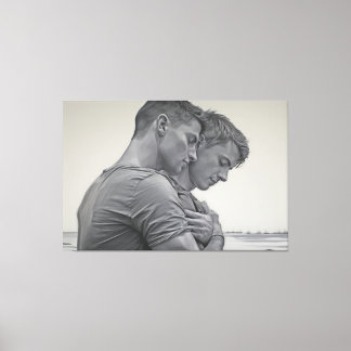 Loving Gay Couple - Charcoal Sketch - Canvas Print
