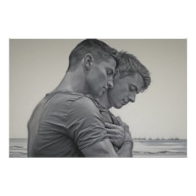 Loving Gay Couple - Charcoal Sketch -