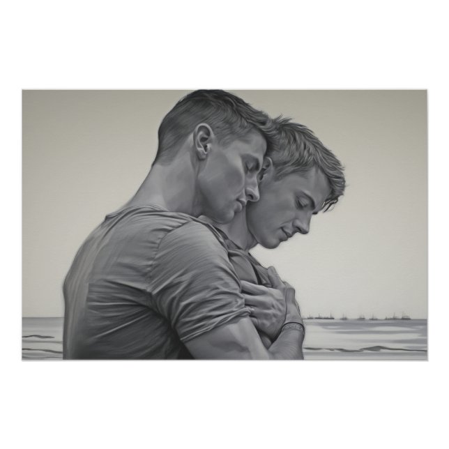 Loving Gay Couple - Charcoal Sketch -  Poster (Front)