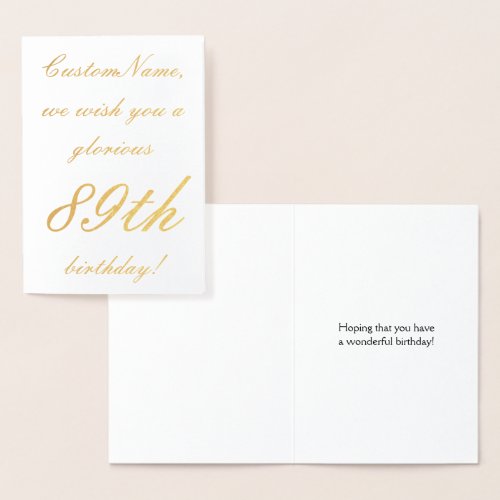 Loving Gold Foil 89th Birthday Greeting Card